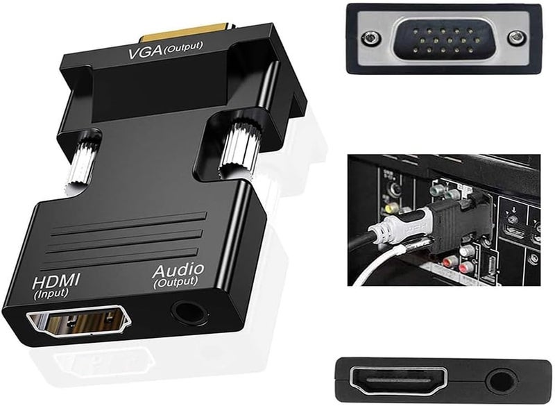 Flsazrx HDMI to VGA Adapter, HD 1080P Audio Video Converter with 3.5mm Jack,Gold-Plated Connector (Female to Male) for Computers,desktops,laptops,PCs,Monitors,projectors,HDTVs,Raspberry Pi,Roku,Xbox,etc - Image 4